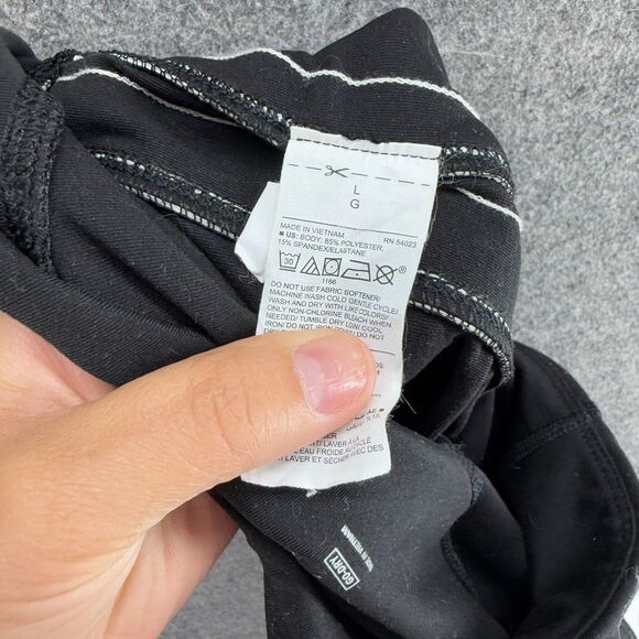 Old Navy Activewear Leggings Women L Large Black Striped Mid Rise Skinny Capri - Picture 7 of 8